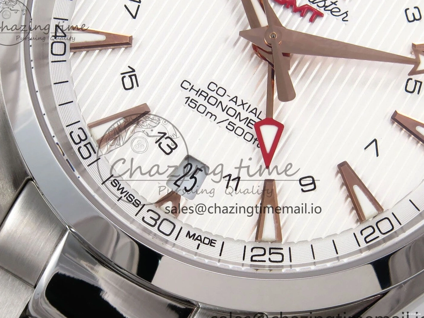 0508 Snug Aqua Terra 150M GMT OMF 1:1 Best Edition White RG Textured Dial on SS Bracelet A 7714